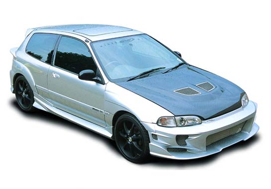 1992-1995 Honda Civic Hb Revolver Kit W/Voltex Rear Bumper & Extreme Fender Flare Set